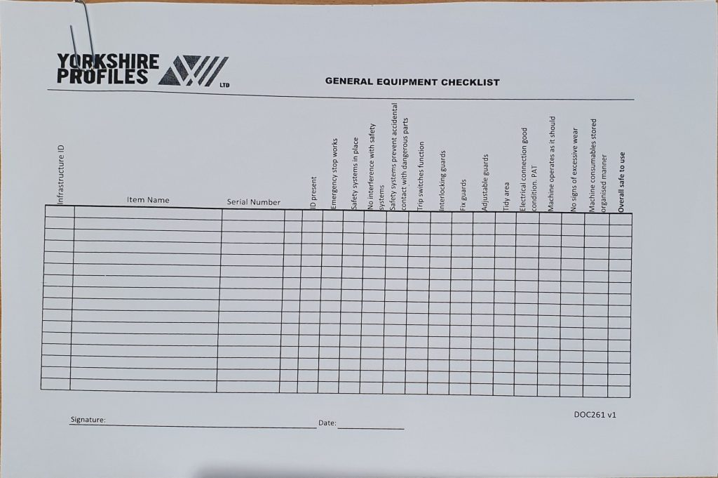 old equipment checklist